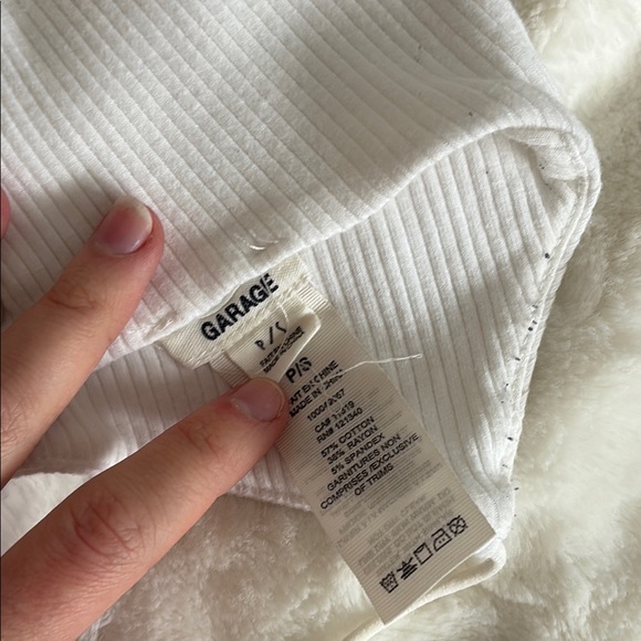 White Ribbed Cross Back Spaghetti Strap Top - Picture 2 of 3